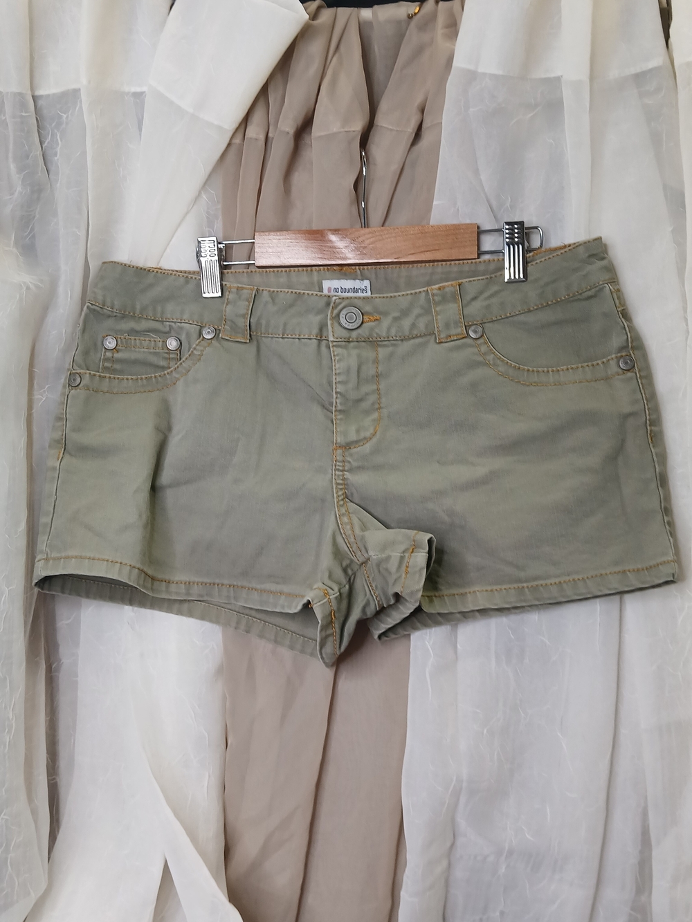 No Boundaries Olive Green Low-Rise Jean Shorts